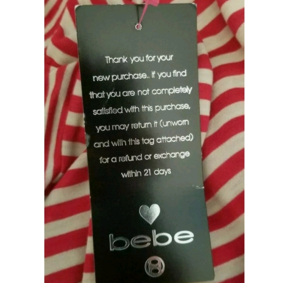 NWT Womens Bebe Sexy Red Assyemetrical Striped Pattern Stretch Dress Size Small - Picture 12 of 12